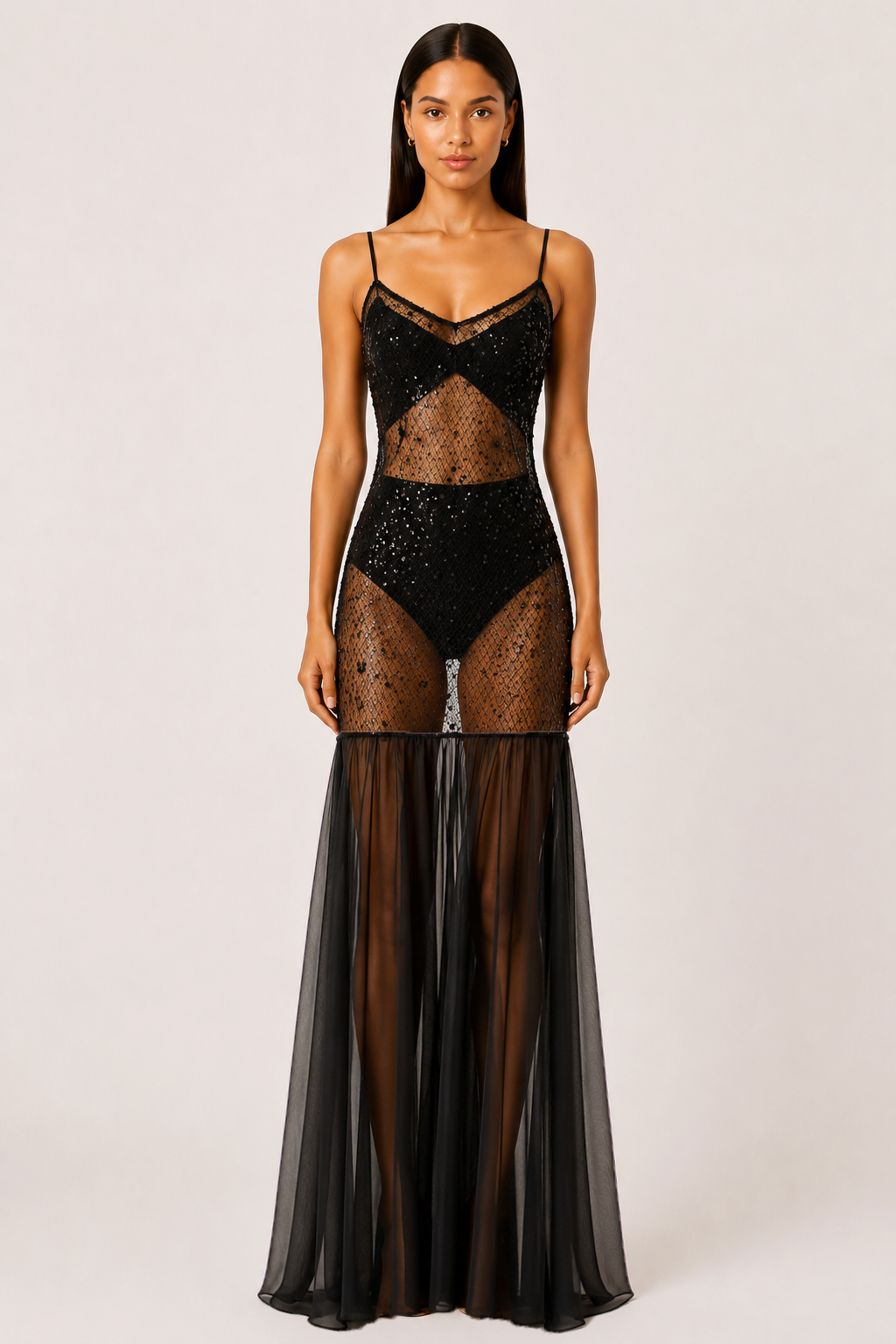 Solaris Sheer Sequin Dress