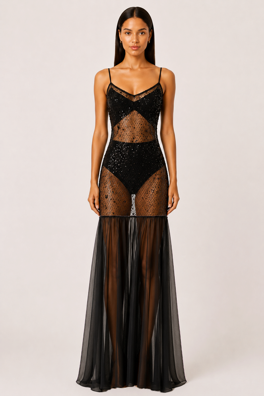 Solaris Sheer Sequin Dress